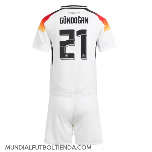 Camiseta Alemania Ilkay Gundogan #21 Primera Equipación Replica Eurocopa 2024 para niños mangas cortas (+ Pantalones cortos)